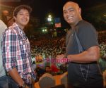 Shreyas Talpade with Vinod Kambli at Pratap Sarnaik_s dahi handi in Thane on 2nd Sept 2010.JPG
